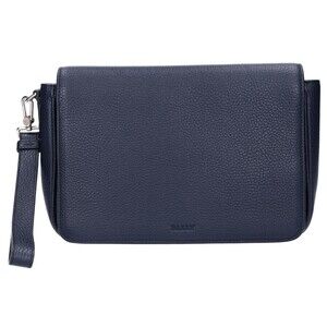 BALLY Steon Embossed Logo Grain Leather Flap Second Bag Clutch Navy Men's